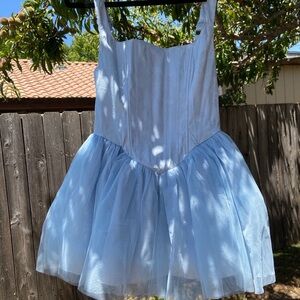 Sugar Thrillz Blue and White Corset Mini Dress with Tulle Skirt